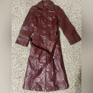 ❌SOLD❌Genuine leather burgundy trench